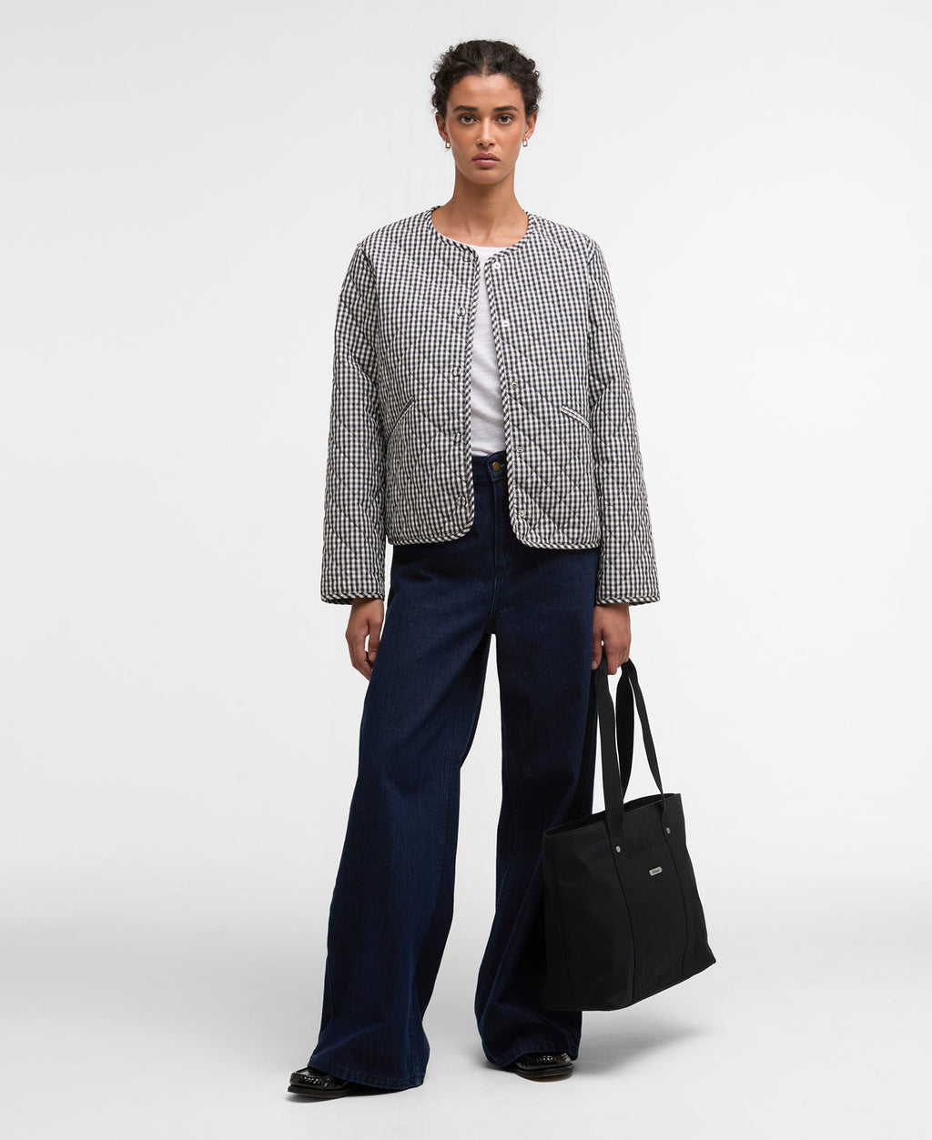 Barbour Cashel Check Collarless Quilted Jacket