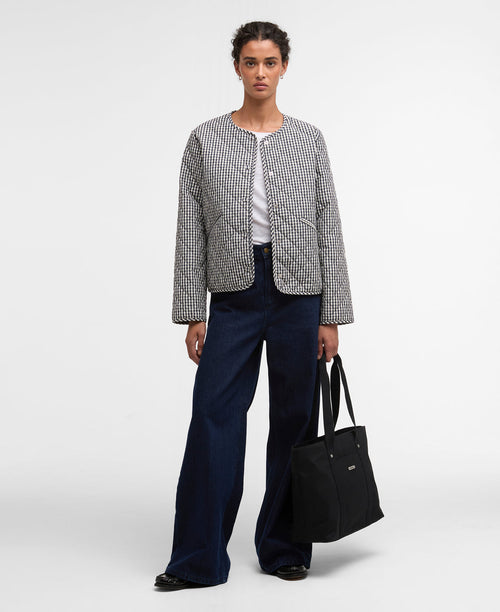 Barbour Cashel Check Collarless Quilted Jacket
