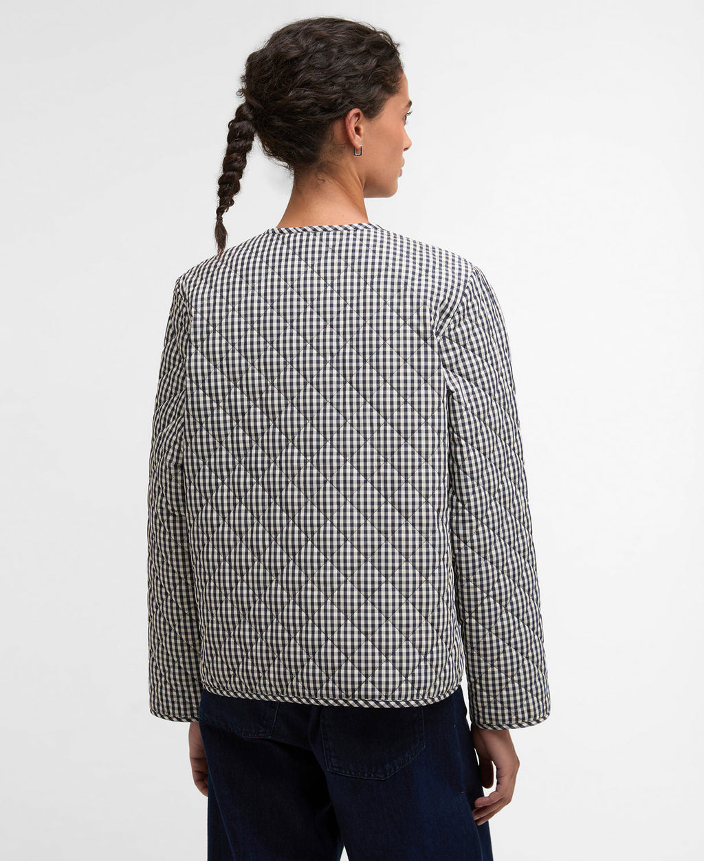 Barbour Cashel Check Collarless Quilted Jacket