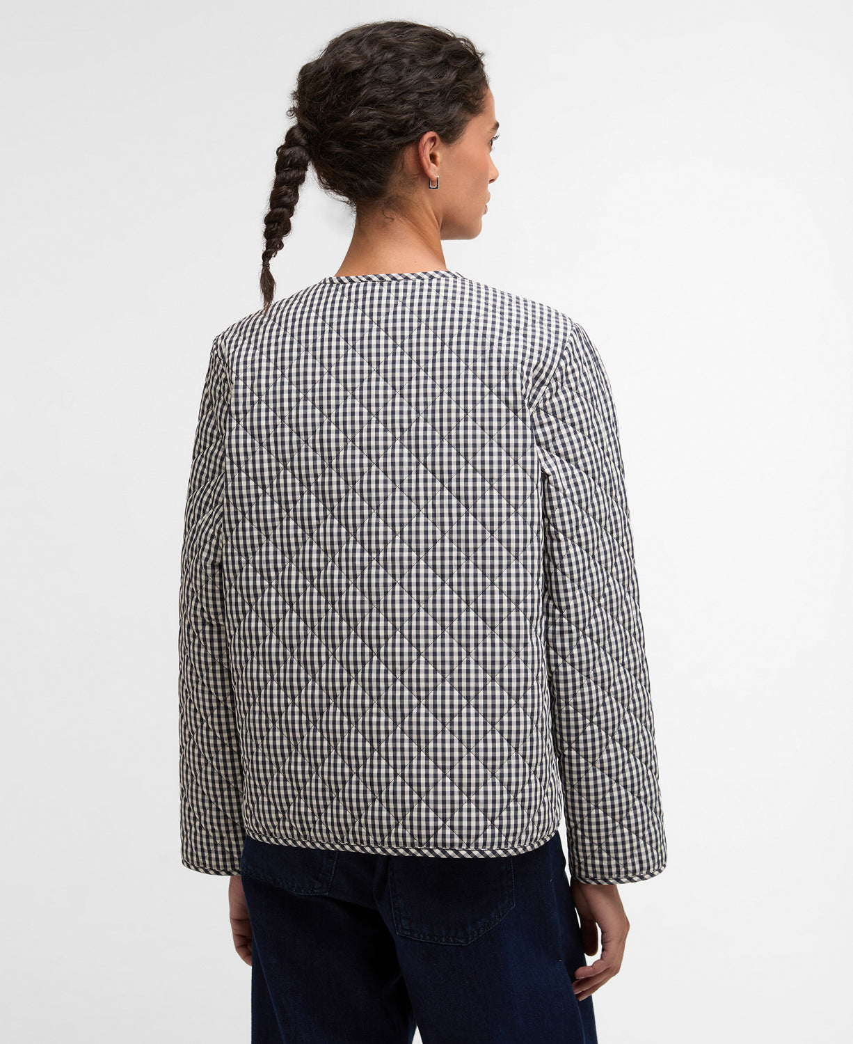 Barbour Cashel Check Collarless Quilted Jacket